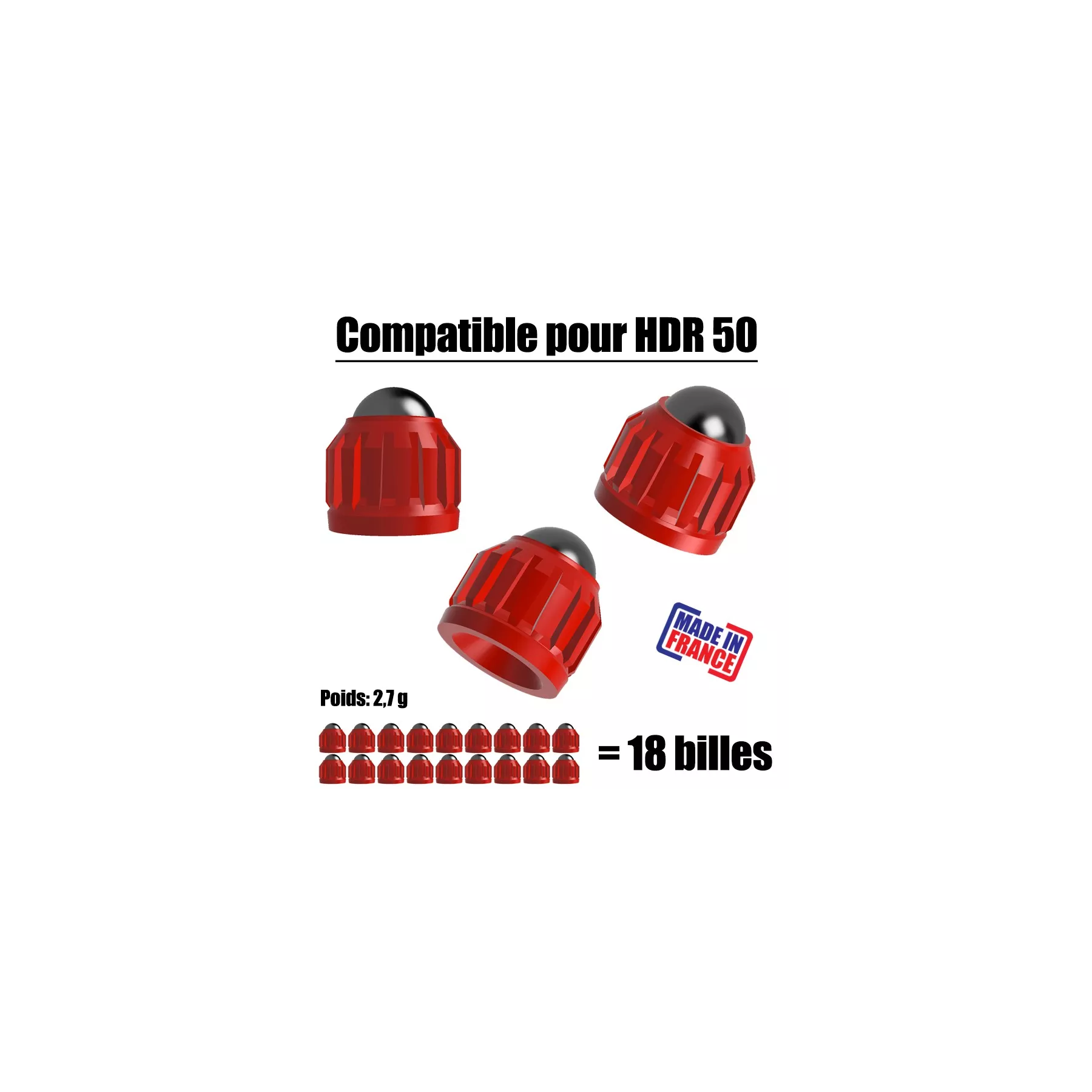 18 slugs pour HDR50 calibre .50 bille 8 mm