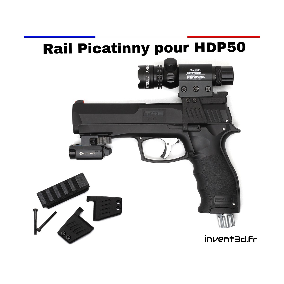 Rail Picatinny HDP50 - Fibre de Carbon pour HDP50 T4E de Umarex