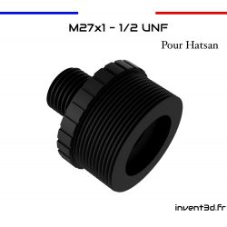 Adaptateur Hatsan M27x1 vers 1/2 UNF avec fibre de carbone