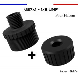 Adaptateur Hatsan M27x1 vers 1/2 UNF avec fibre de carbone