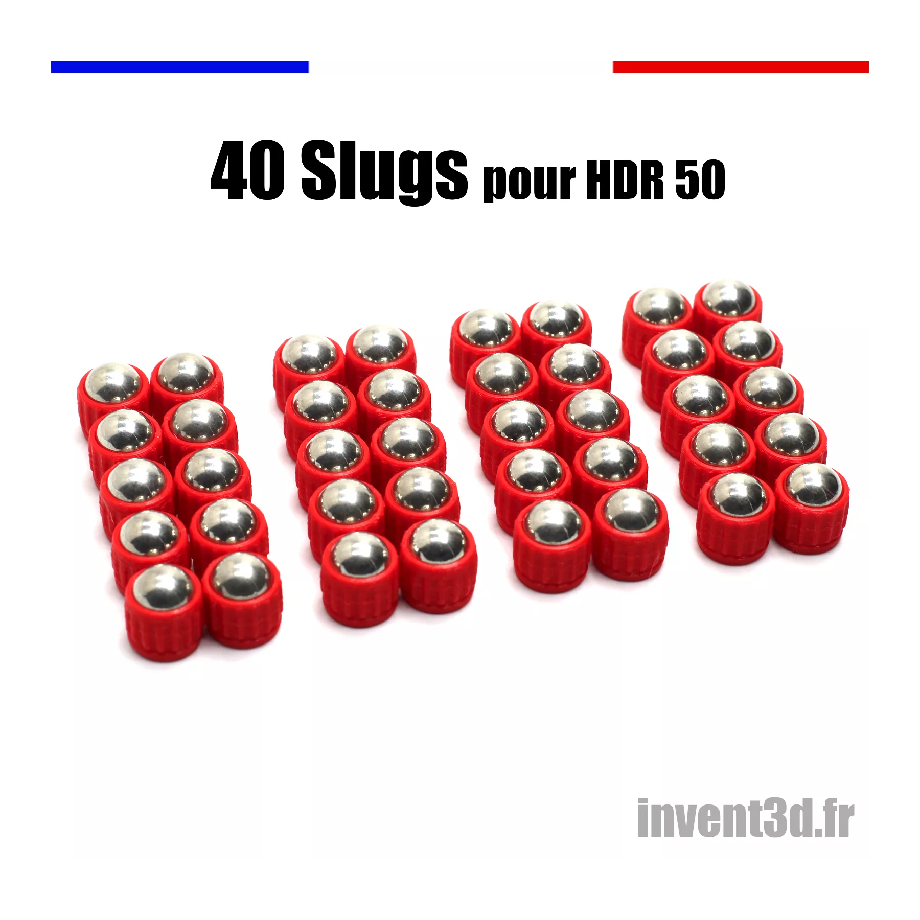40 Slugs pour HDR50 T4E de UMAREX cal.50 bille 10mm poids 4,8g CO2 - Rouge