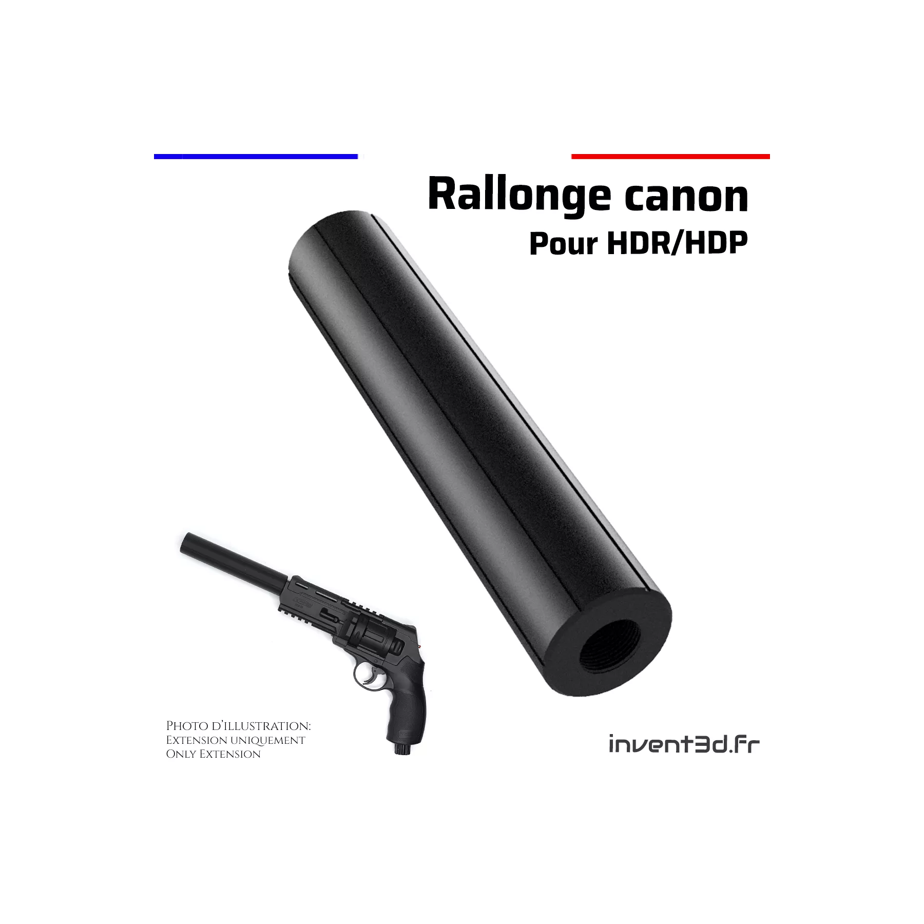 Barrel extension for HDP and HDR M15x1 Barrel homedefence24 - Ø30mm Long.150mm