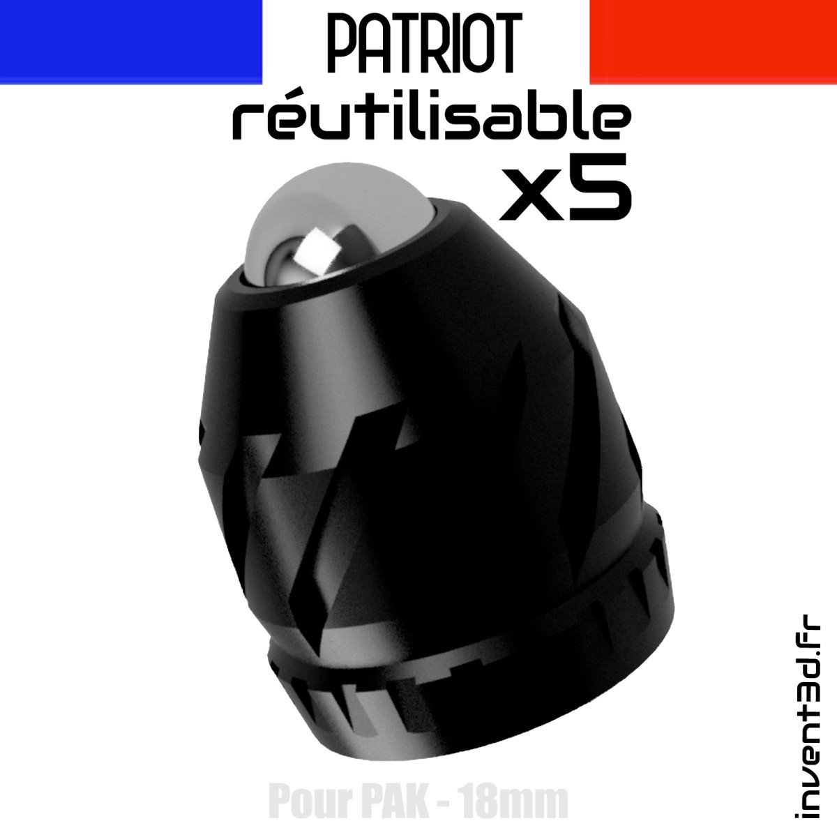 5 Patriot V2 18mm reusable for PAK - Ball 10mm - Black