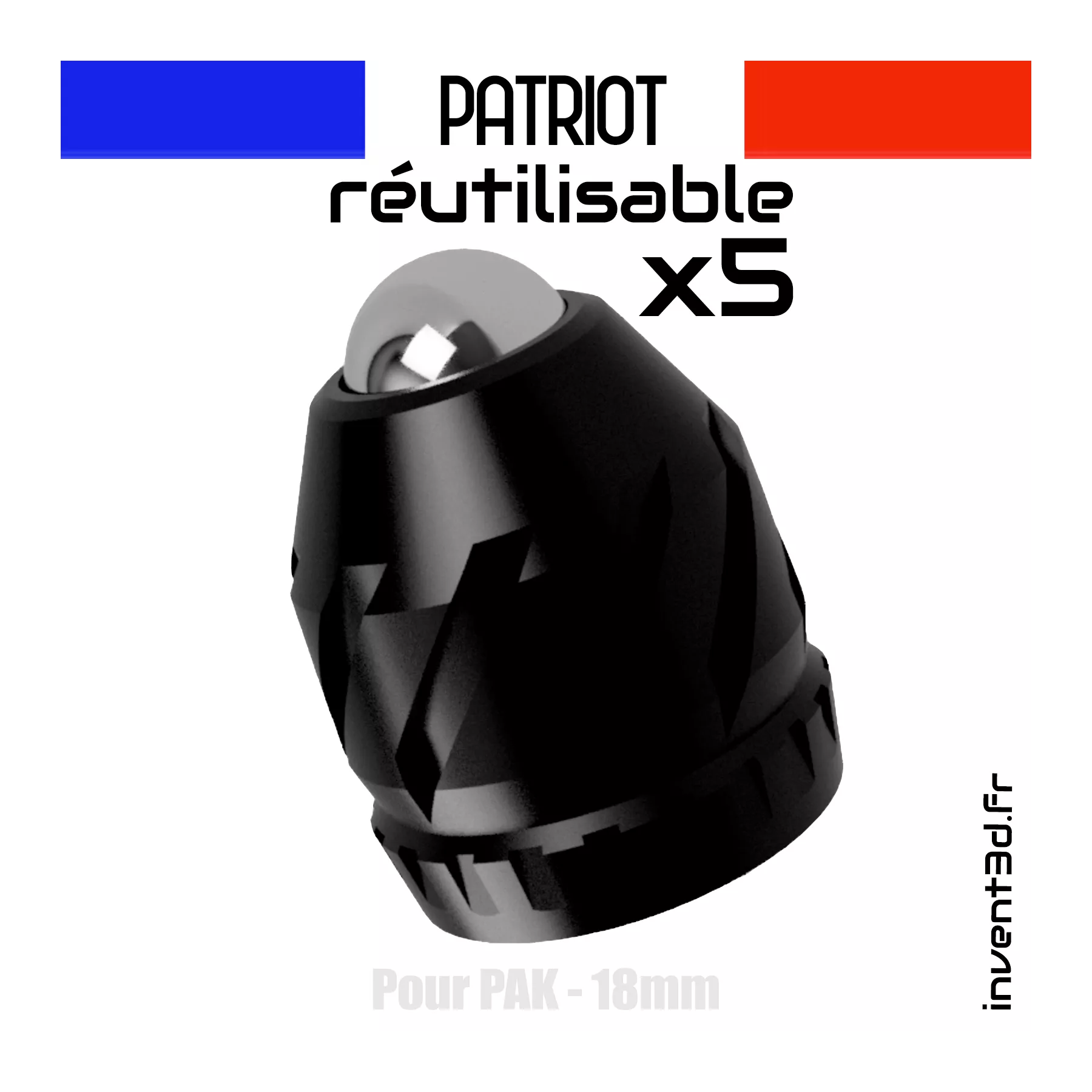 5 Patriot V2 18mm reusable for PAK - Ball 10mm - Black