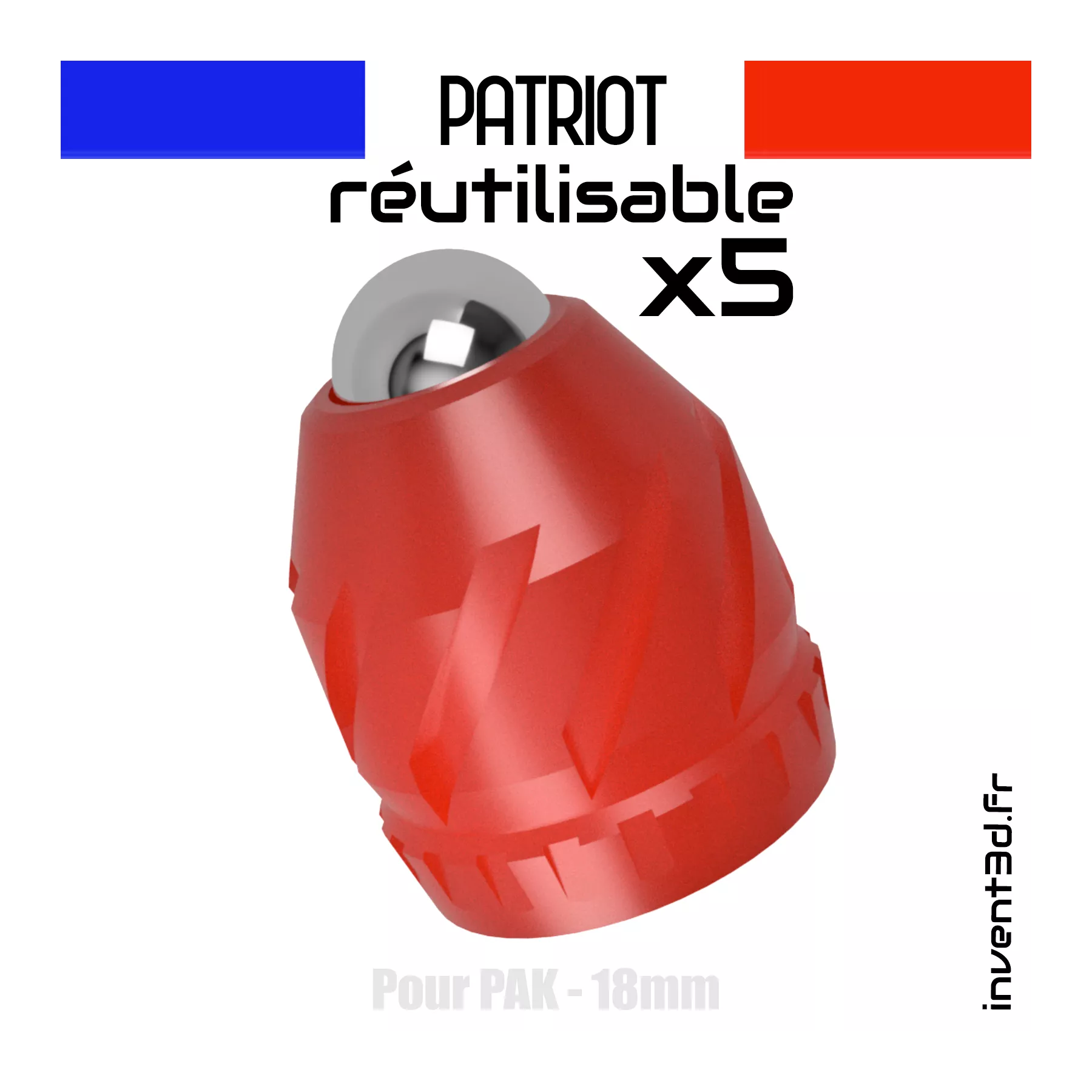 5 Patriot V2 18mm reusable for PAK - Ball 10mm - Black