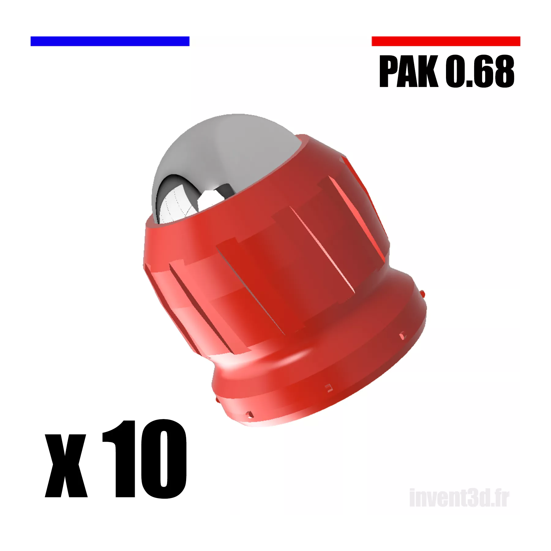 10 x Cal. 0.68 pour PAK Bille 12mm - Gomme Cogne - Rouge
