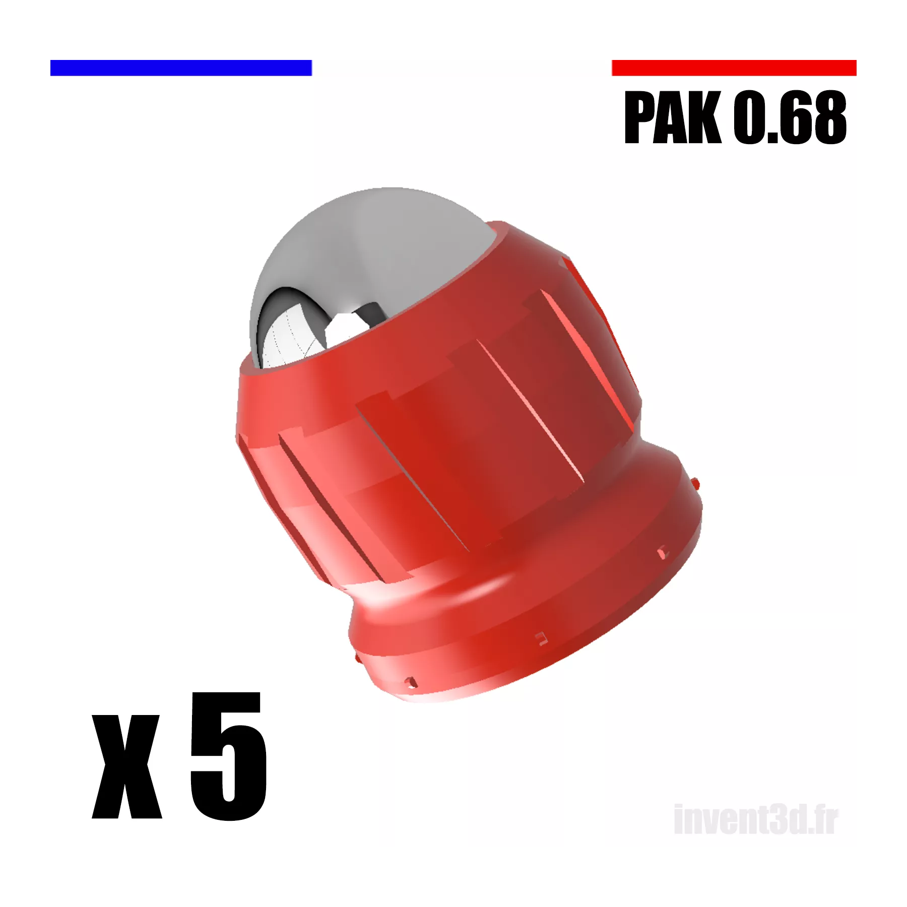 10 x Cal. 0.68 pour PAK Bille 12mm - Gomme Cogne - Rouge