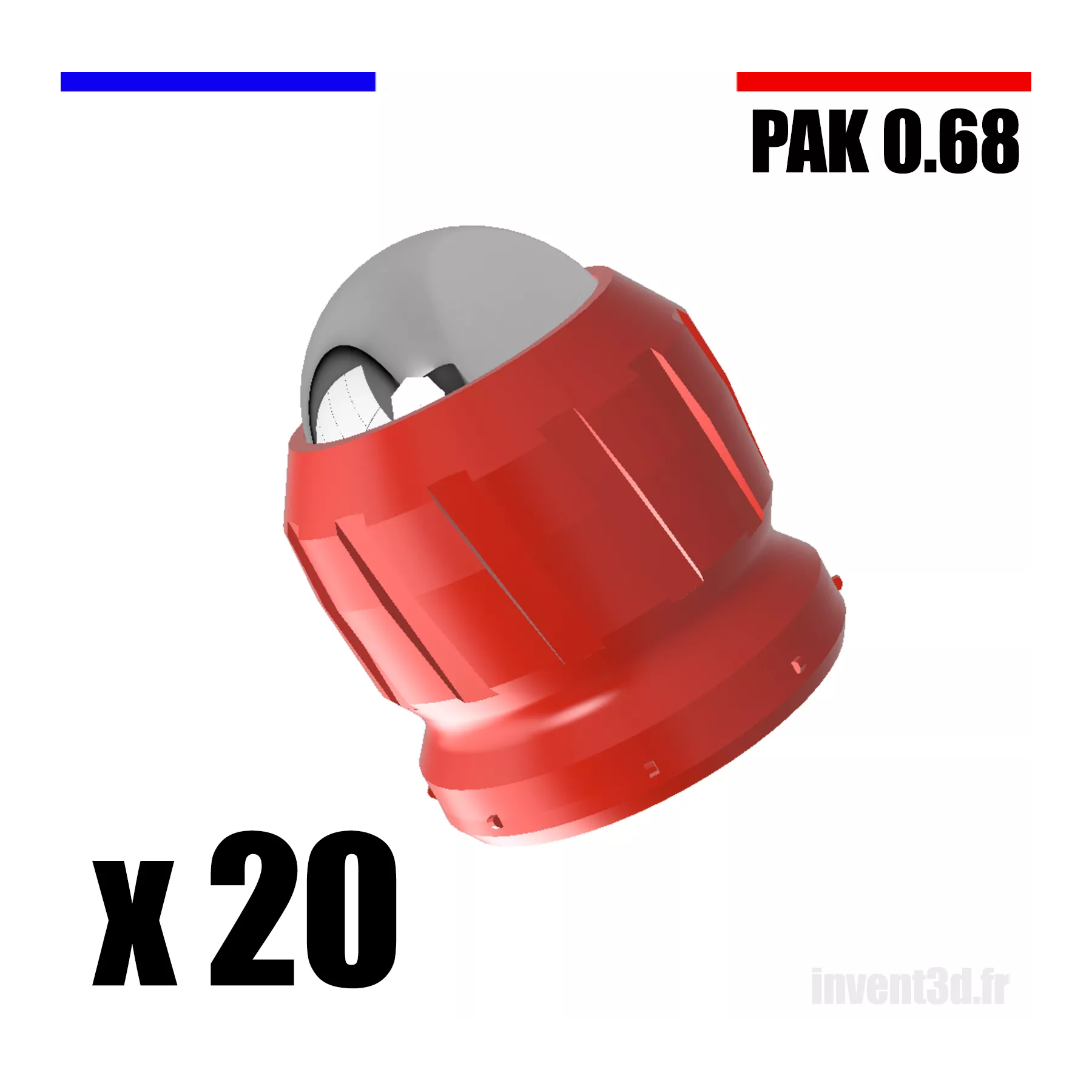 10 x Cal. 0.68 pour PAK Bille 12mm - Gomme Cogne - Rouge