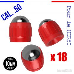 18 billes embout Acier 10mm Cal.50 pour HDR50 T4E Umarex - Rouge