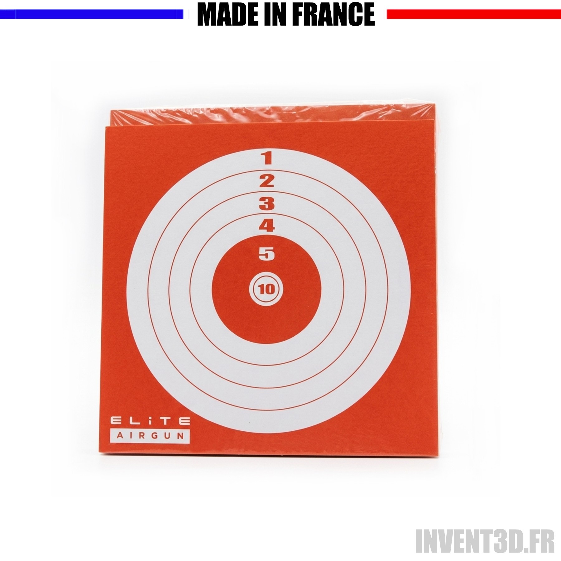 Lot 100 cibles Elite Airgun 10x10cm blanc/rouge | Invent3D