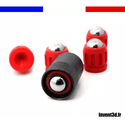 5 munitions Gomme Cogne 20mm avec billes 13,5mm en acier pour embout spécial pistolet à blanc - Rouge