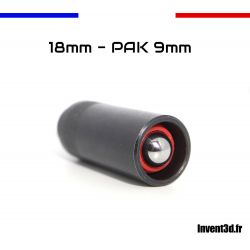 5 munitions 18mm pour PAK 9mm - Embout Gomme Cogne spécial pistolet à blanc - Rouge