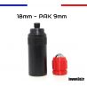 5 munitions 18mm pour PAK 9mm - Embout Gomme Cogne spécial pistolet à blanc - Rouge