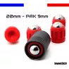 5 munitions 20mm pour PAK 9mm - Bille 13,5mm en acier pour embout pistolet à blanc - Rouge