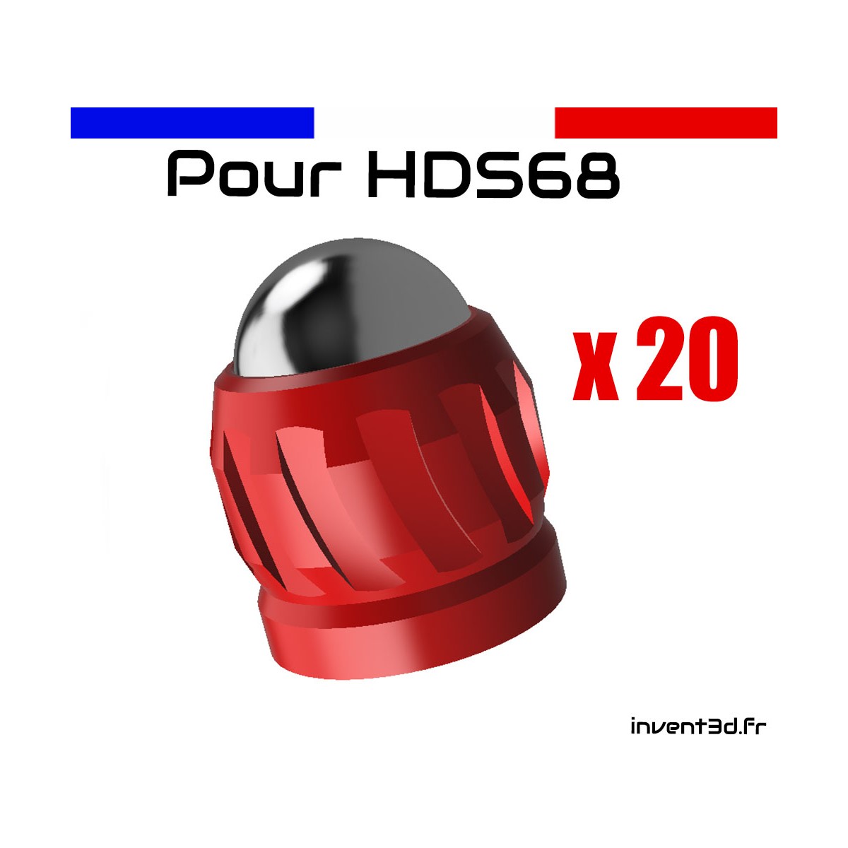 20 slugs billes 12mm acier Calibre .68 pour HDS68 T4E Umarex - Rouge