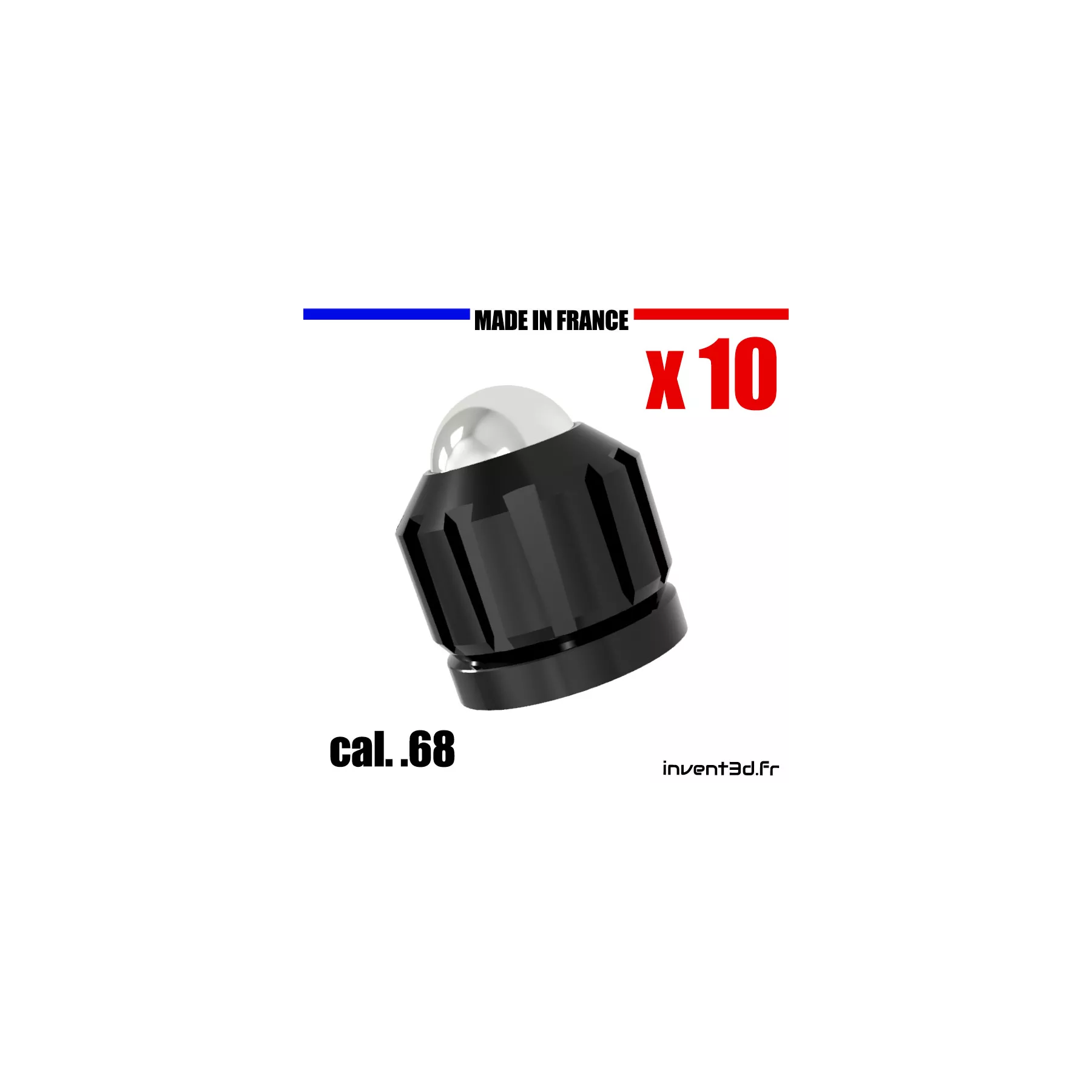 10 Slugs billes 10mm Calibre .68 pour HDS68 T4E de Umarex - Noir