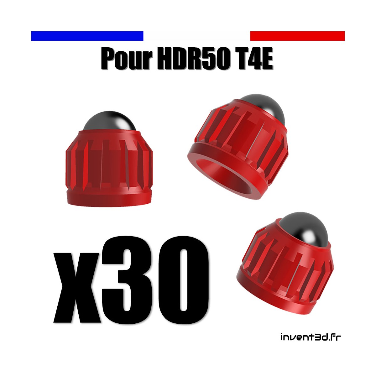 Lot de 30 Slugs pour T4E HDR50 cal.50 bille 8mm poids 2,7g - Rouge