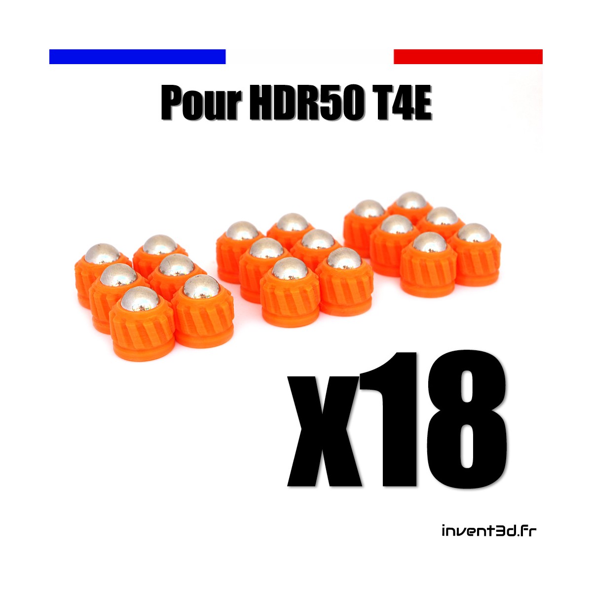 18 munitions pour T4E HDR50 cal.50 bille 8mm poids 2,7g - Slug projectile Orange