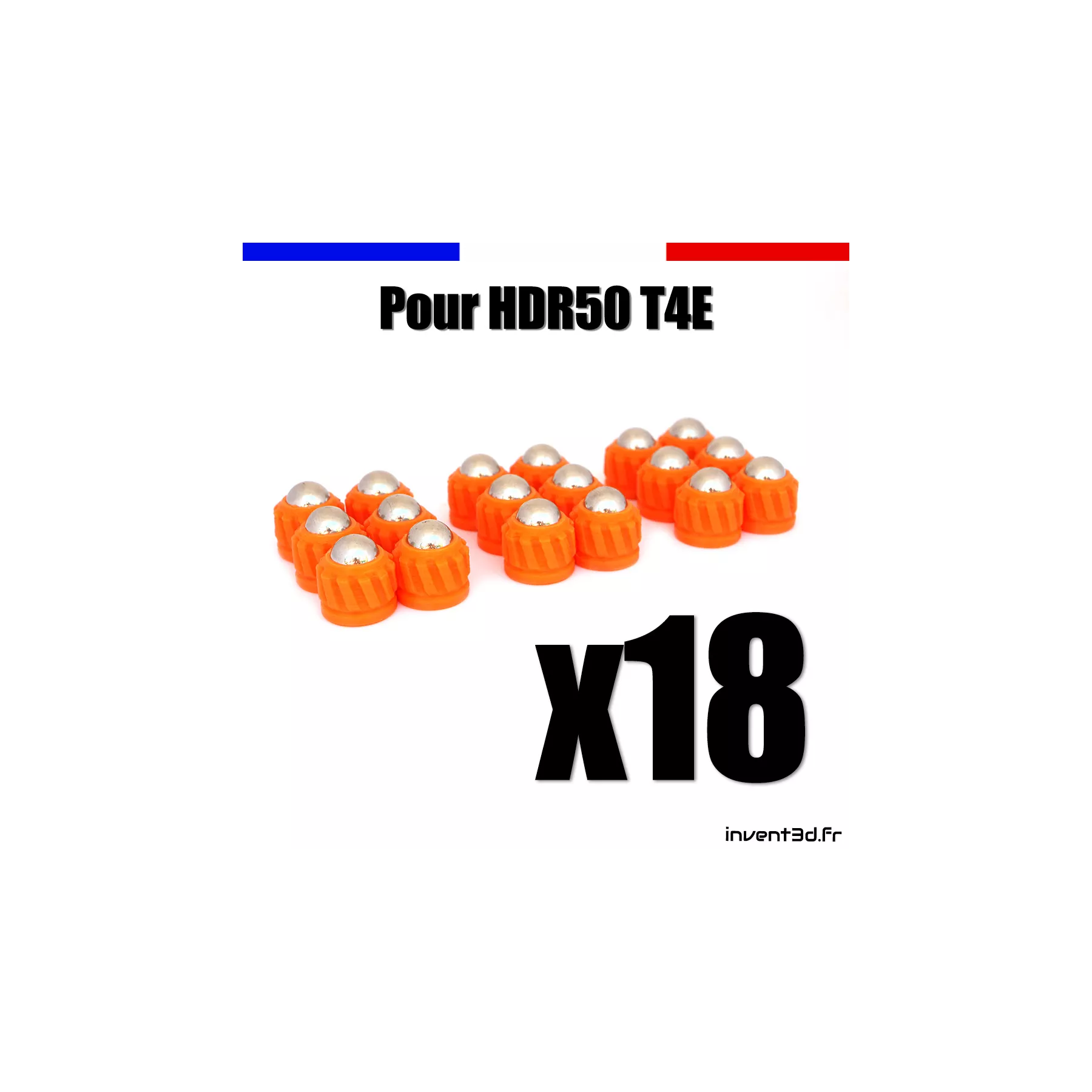18 munitions pour T4E HDR50 cal.50 bille 8mm poids 2,7g - Slug projectile Orange