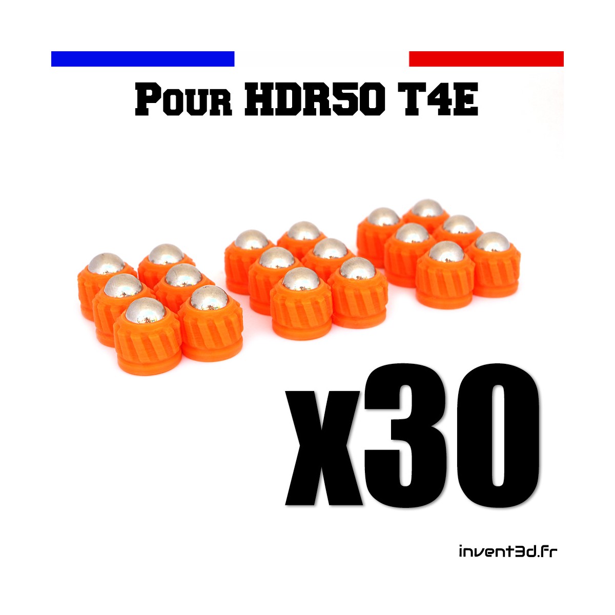 30 munitions pour T4E HDR50 cal.50 bille 8mm poids 2,7g - Slug projectile Orange