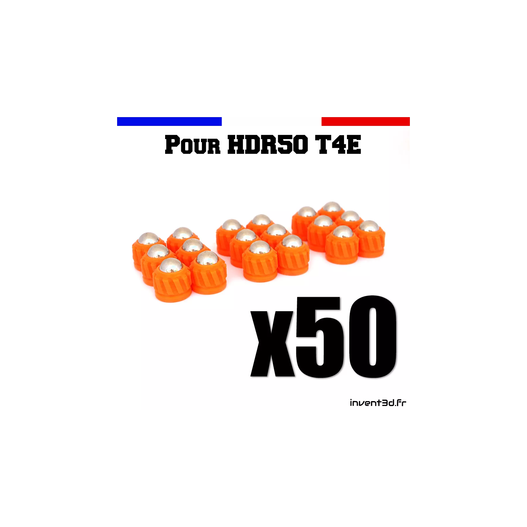 50 munitions pour T4E HDR50 cal.50 bille 8mm poids 2,7g - Slug projectile Orange